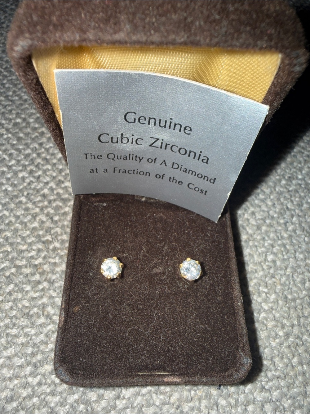 Genuine Cubic Zirconia Gold-Tone Stud Earrings